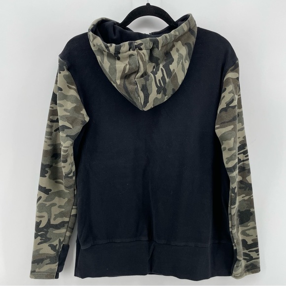 & Ampersand ¼ Zip Hooded Sweatshirt Green Camo Colorblock M - Picture 4 of 6